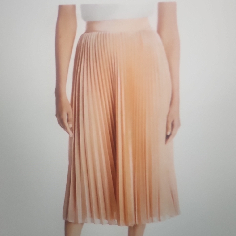 Reiss Alessi Metallic Pleated Midi Skirt Size 4